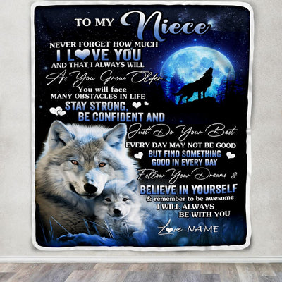 Personalized To My Niece I Love You Forever Blanket From Aunt Auntie Uncle Wolf Niece Birthday Gifts Graduation Christmas Customized Fleece Blanket | teecentury