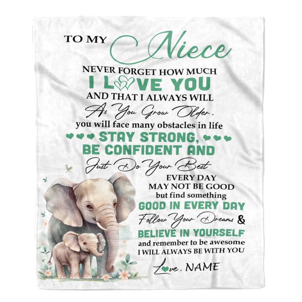 Personalized To My Niece I Love You Forever Blanket From Aunt Uncle Elephant Niece Birthday Gifts Graduation Christmas Customized Fleece Throw Blanket | teecentury
