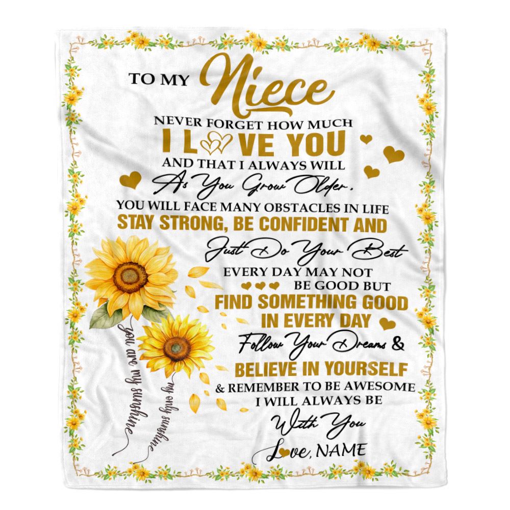 Personalized To My Niece I Love You Forever Blanket From Aunt Uncle Sunflower Niece Birthday Gifts Graduation Christmas Customized Fleece Throw Blanket | teecentury