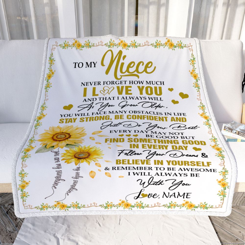 Personalized To My Niece I Love You Forever Blanket From Aunt Uncle Sunflower Niece Birthday Gifts Graduation Christmas Customized Fleece Throw Blanket | teecentury