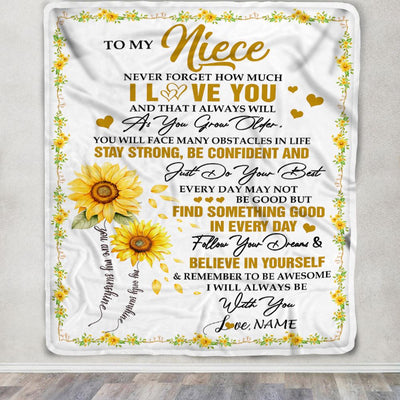 Personalized To My Niece I Love You Forever Blanket From Aunt Uncle Sunflower Niece Birthday Gifts Graduation Christmas Customized Fleece Throw Blanket | teecentury