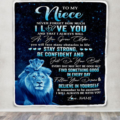 Personalized To My Niece I Love You Forever Blanket From Uncle Lion Niece Birthday Gifts Graduation Christmas Customized Fleece Throw Blanket | teecentury