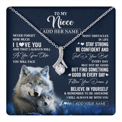 Alluring Beauty Necklace 14K White Gold Finish | 1 | Personalized To My Niece I Love You Forever Necklace From Aunt Auntie Uncle Wolf Niece Birthday Gifts Graduation Christmas Customized Gift Box Message Card | teecentury.myshopify