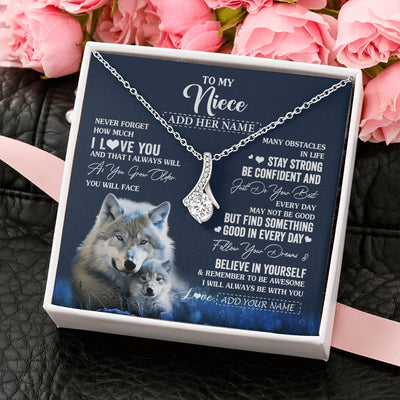 Alluring Beauty Necklace 14K White Gold Finish | 2 | Personalized To My Niece I Love You Forever Necklace From Aunt Auntie Uncle Wolf Niece Birthday Gifts Graduation Christmas Customized Gift Box Message Card | teecentury.myshopify