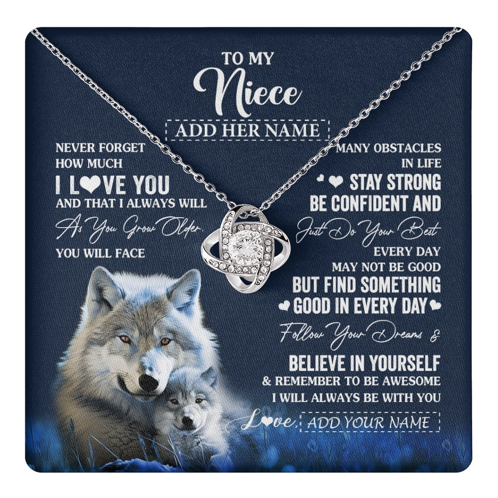 Love Knot Necklace 14K White Gold Finish | 1 | Personalized To My Niece I Love You Forever Necklace From Aunt Auntie Uncle Wolf Niece Birthday Gifts Graduation Christmas Customized Gift Box Message Card | teecentury.myshopify