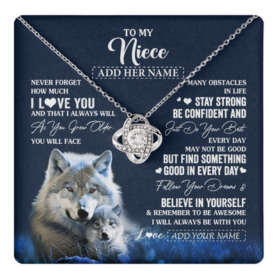 Love Knot Necklace 14K White Gold Finish | 1 | Personalized To My Niece I Love You Forever Necklace From Aunt Auntie Uncle Wolf Niece Birthday Gifts Graduation Christmas Customized Gift Box Message Card | teecentury.myshopify