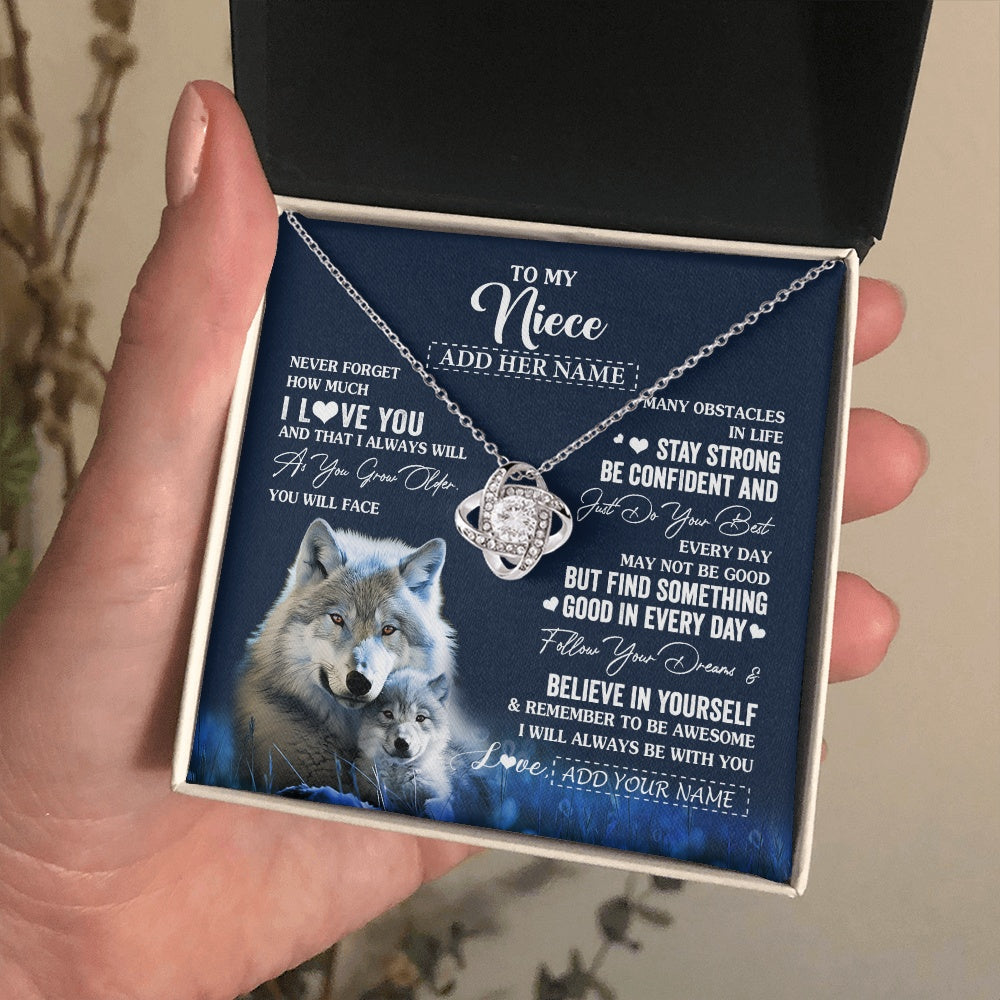 Love Knot Necklace 14K White Gold Finish | 2 | Personalized To My Niece I Love You Forever Necklace From Aunt Auntie Uncle Wolf Niece Birthday Gifts Graduation Christmas Customized Gift Box Message Card | teecentury.myshopify