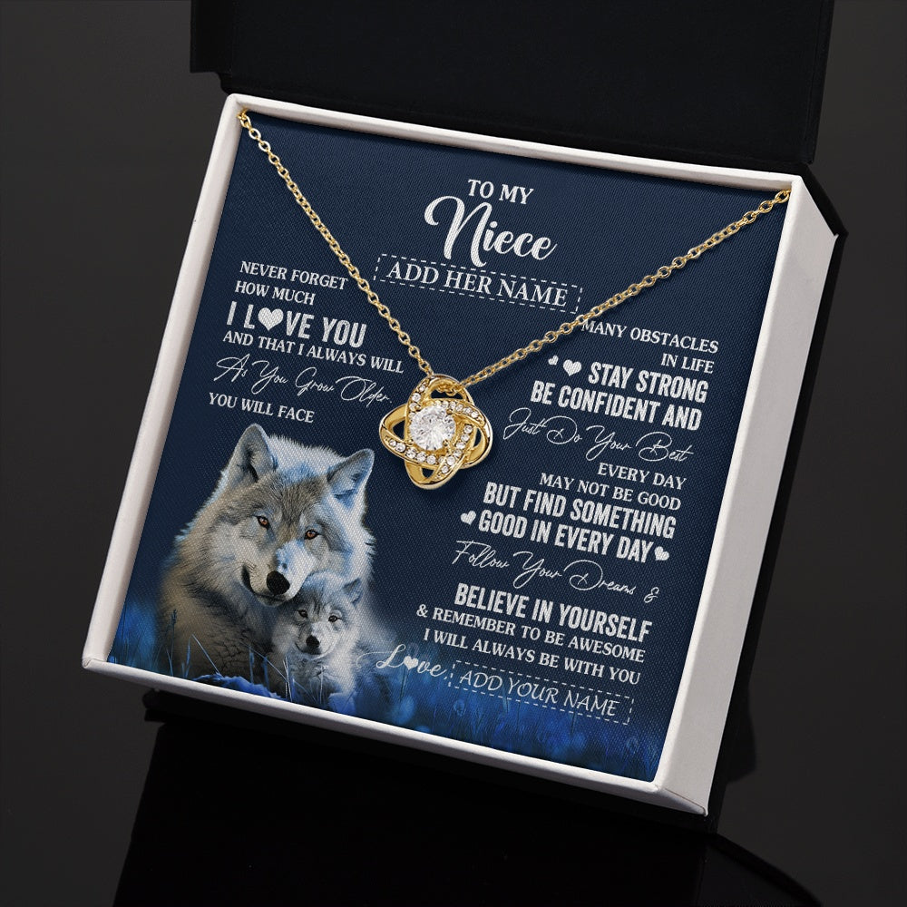 Love Knot Necklace 18K Yellow Gold Finish | 2 | Personalized To My Niece I Love You Forever Necklace From Aunt Auntie Uncle Wolf Niece Birthday Gifts Graduation Christmas Customized Gift Box Message Card | teecentury.myshopify