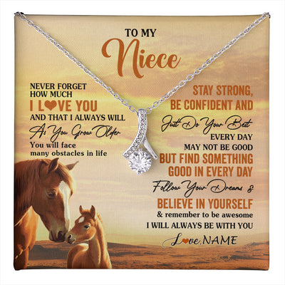 Alluring Beauty Necklace 14K White Gold Finish | 1 | Personalized To My Niece I Love You Forever Necklace From Uncle Aunt Auntie Horse Niece Birthday Gifts Graduation Christmas Customized Gift Box Message Card | teecentury