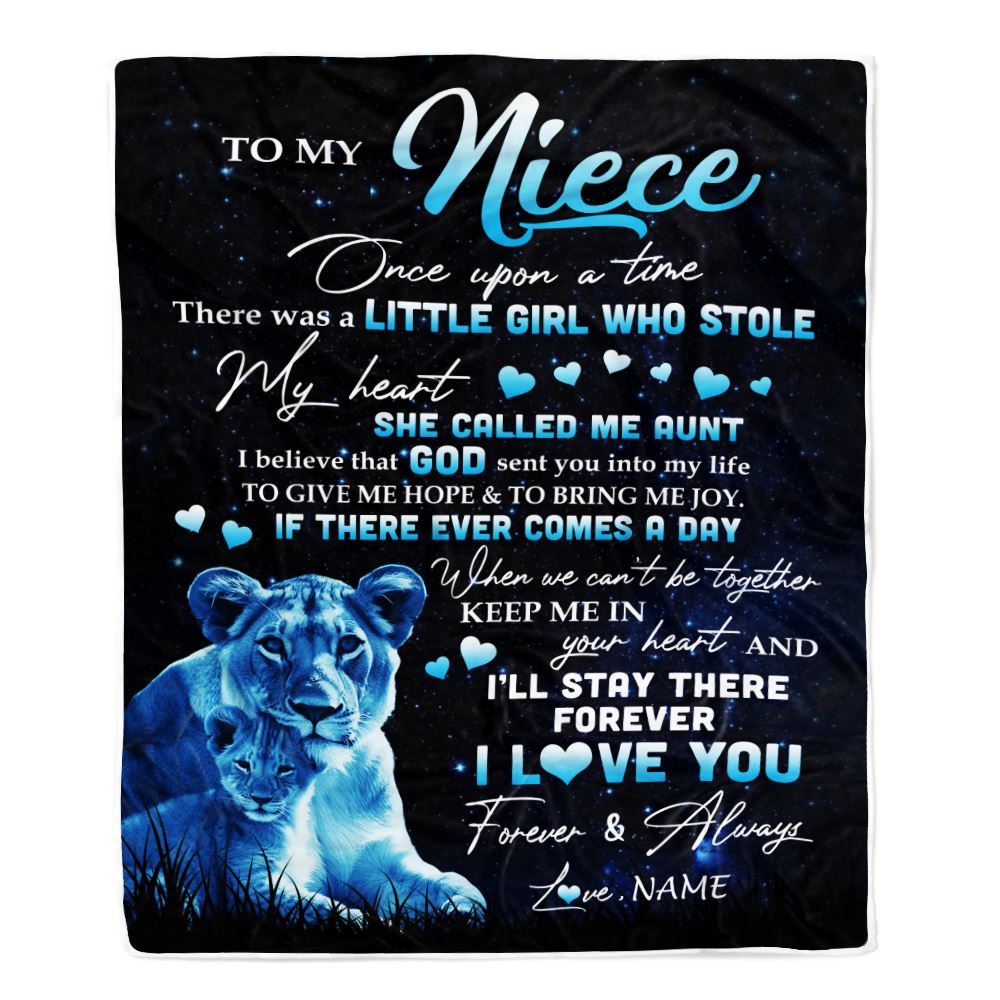 Personalized To My Niece Lion Blanket From Aunt Auntie I'll Stay There Forever Niece Birthday Graduation Christmas Customized Bed Quilt Fleece Throw Blanket | teecentury