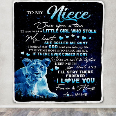 Personalized To My Niece Lion Blanket From Aunt Auntie I'll Stay There Forever Niece Birthday Graduation Christmas Customized Bed Quilt Fleece Throw Blanket | teecentury