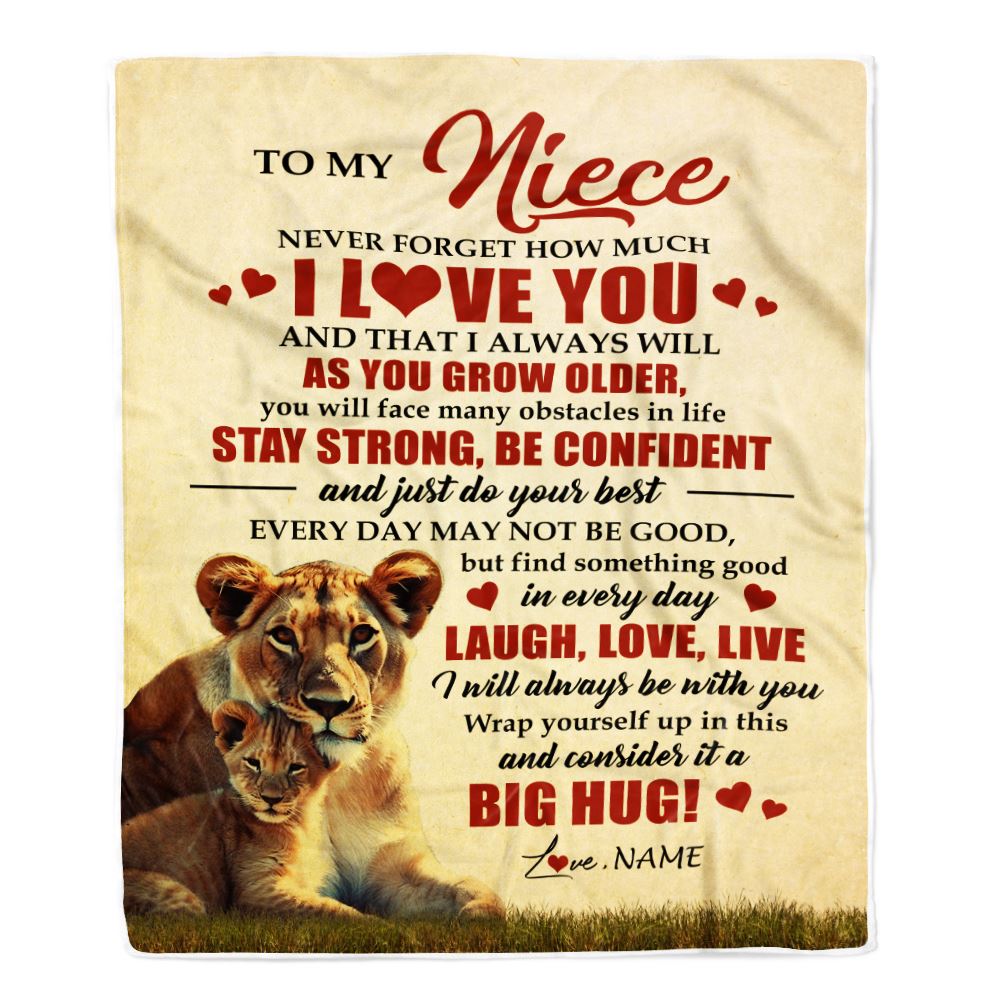 Personalized To My Niece Lion Blanket From Aunt Auntie Never Forget How Much I Love You Niece Birthday Graduation Christmas Customized Bed Fleece Blanket | teecentury
