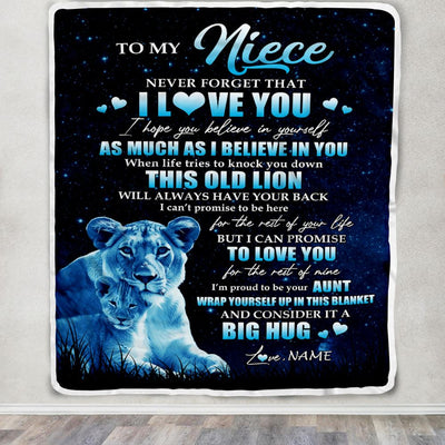 Personalized To My Niece Lion Blanket From Aunt Auntie Never Forget I Love You Niece Birthday Graduation Christmas Customized Bed Fleece Throw Blanket | teecentury