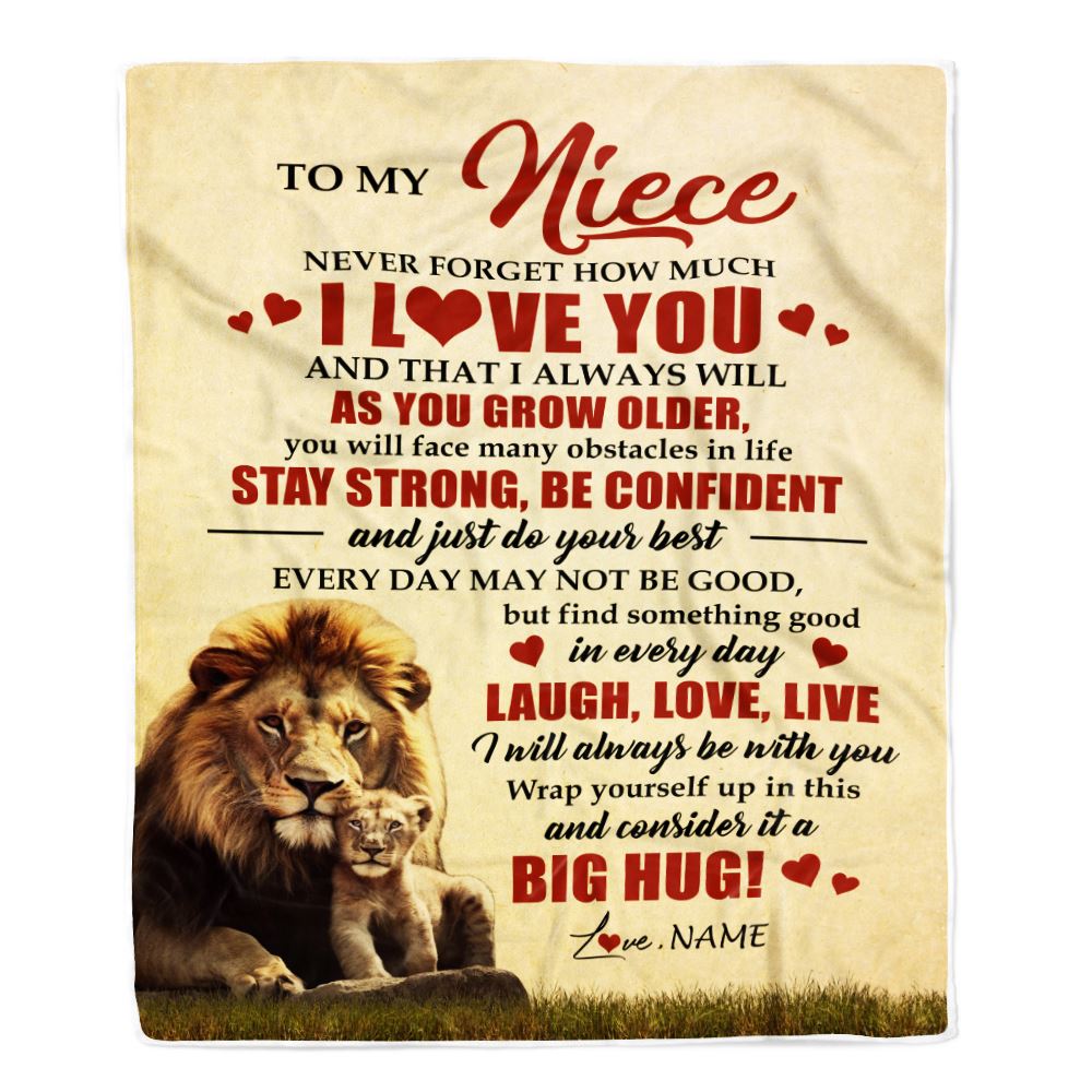 Personalized To My Niece Lion Blanket From Uncle Never Forget How Much I Love You Niece Birthday Graduation Christmas Customized Bed Fleece Blanket | teecentury