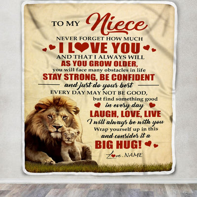 Personalized To My Niece Lion Blanket From Uncle Never Forget How Much I Love You Niece Birthday Graduation Christmas Customized Bed Fleece Blanket | teecentury
