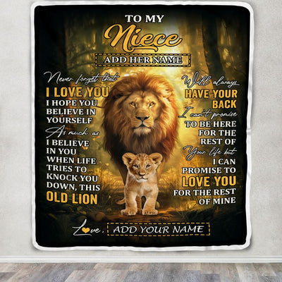 Personalized To My Niece Lion Blanket From Uncle Never Forget That I Love You Niece Birthday Gifts Graduation Christmas Customized Fleece Throw Blanket | teecentury