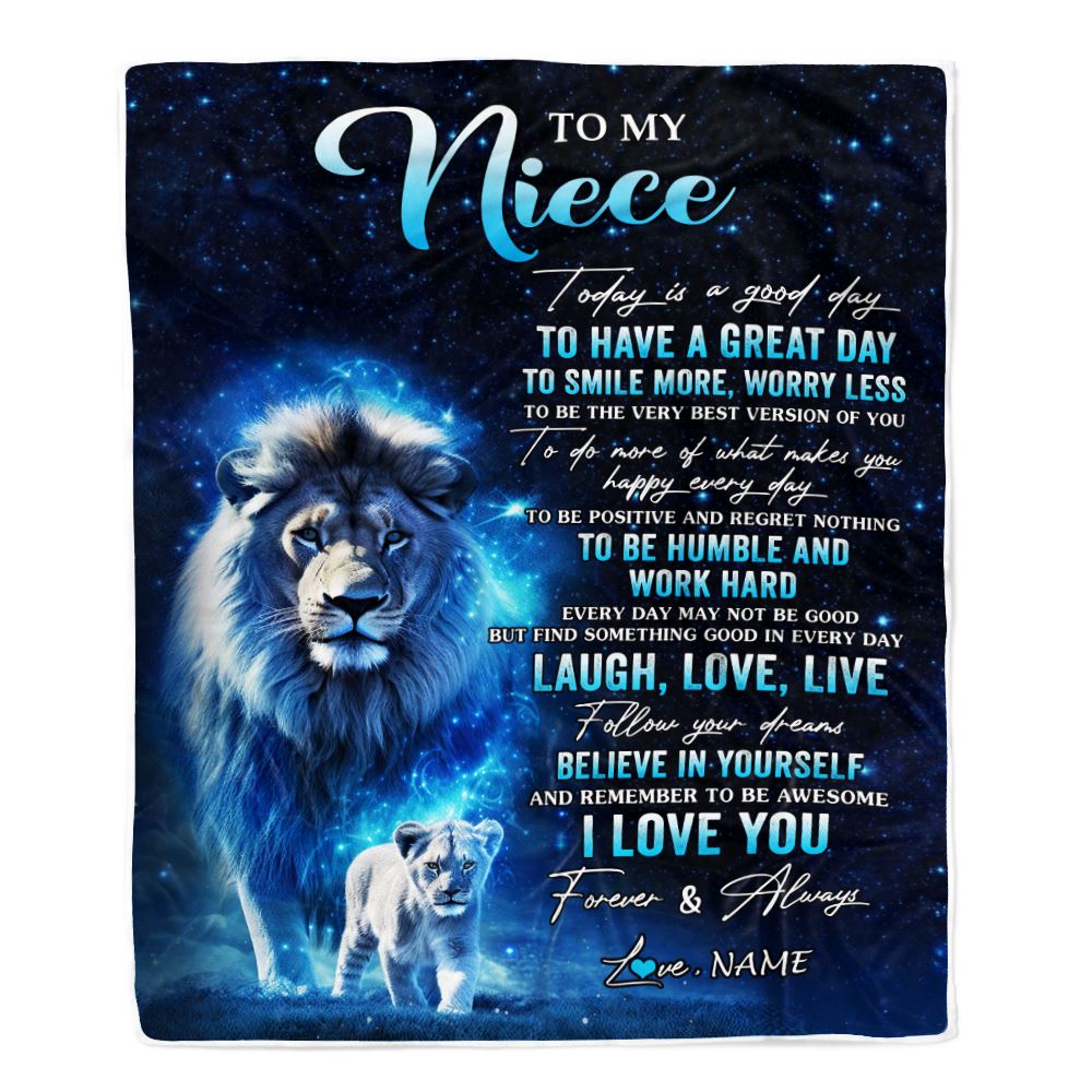 Personalized To My Niece Lion Blanket From Uncle Today Is A Good Day Niece Gifts Birthday Graduation Christmas Customized Bed Fleece Throw Blanket | teecentury