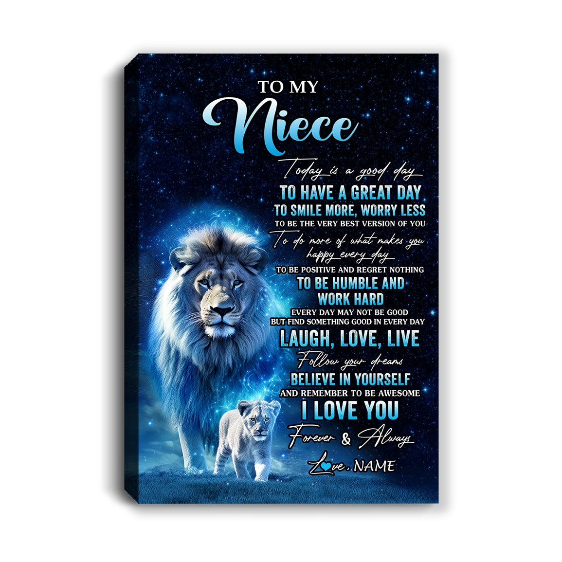 Personalized To My Niece Lion Canvas From Uncle Today Is A Good Day Niece Gifts Birthday Graduation Christmas Custom Wall Art Print Framed Canvas | teecentury