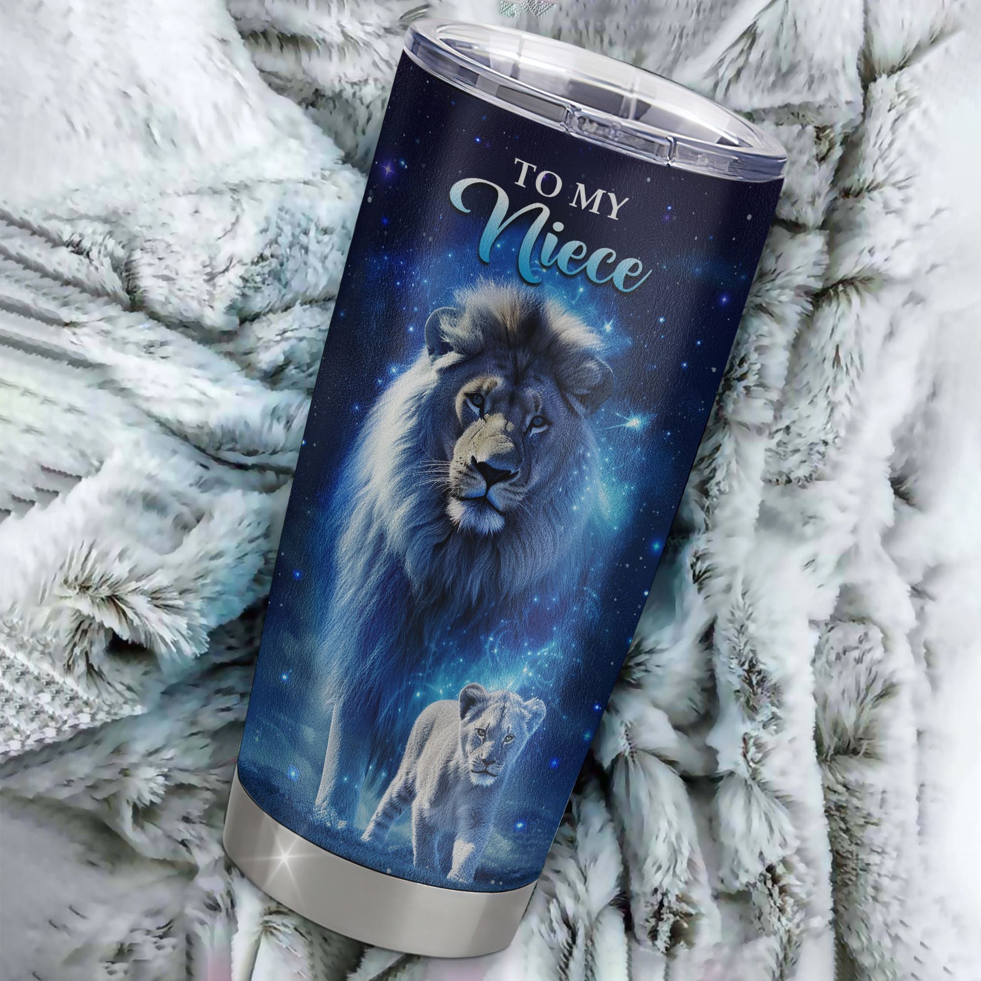 Personalized To My Niece Lion From Aunt Auntie Uncle Tumbler Stainless Steel Cup Believe Your Heart Niece Gift Birthday Graduation Christmas Custom Travel Mug | teecentury