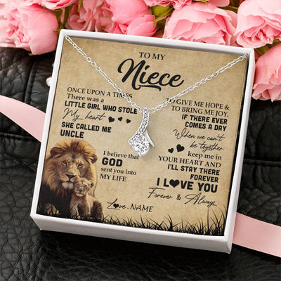 Alluring Beauty Necklace | Personalized To My Niece Lion Necklace From Uncle I'll Stay There Forever Niece Birthday Graduation Christmas Customized Gift Box Message Card | teecentury