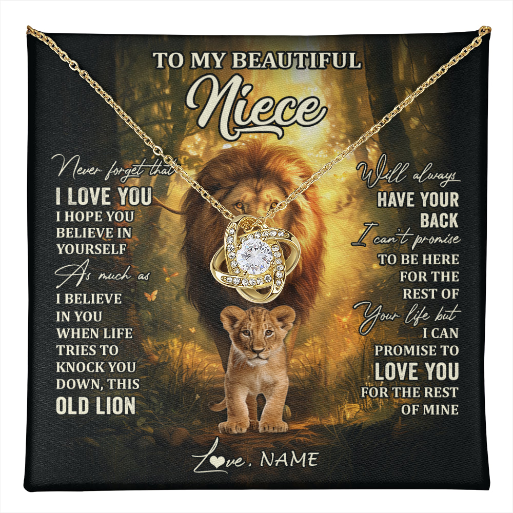Love Knot Necklace 18K Yellow Gold Finish | 1 | Personalized To My Niece Lion Necklace From Uncle Never Forget That I Love You Niece Birthday Gifts Graduation Christmas Customized Gift Box Message Card | teecentury