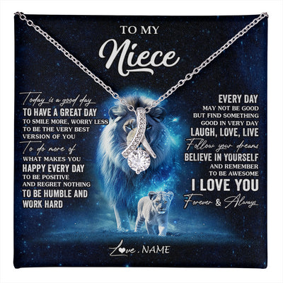 Alluring Beauty Necklace 14K White Gold Finish | 1 | Personalized To My Niece Lion Necklace From Uncle Today Is A Good Day Niece Gifts Birthday Jewelry Graduation Christmas Customized Gift Box Message Card | teecentury