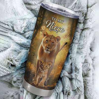 Personalized To My Niece Lion Tumbler From Aunt Auntie Never Forget That I Love You Niece Birthday Gifts Graduation Christmas Custom Stainless Steel Cup Travel Mug | teecentury