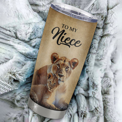 Personalized To My Niece Lion Tumbler From Aunt Auntie Stainless Steel Cup I'll Stay There Forever Niece Birthday Graduation Christmas Travel Mug | teecentury