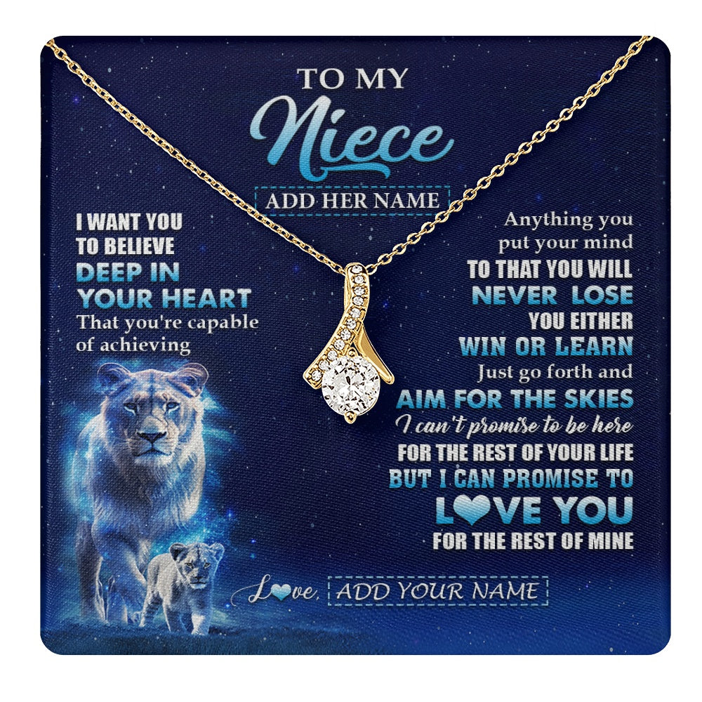 Alluring Beauty Necklace 18K Yellow Gold Finish | 1 | Personalized To My Niece Necklace From Aunt Auntie Believe Your Heart Niece Gift Birthday Graduation Christmas Customized Gift Box Message Card | teecentury.myshopify