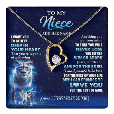 Forever Love Necklace 18K Yellow Gold Finish | 1 | Personalized To My Niece Necklace From Aunt Auntie Believe Your Heart Niece Gift Birthday Graduation Christmas Customized Gift Box Message Card | teecentury.myshopify