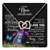 Interlocking Hearts Necklace Stainless Steel & Rose Gold Finish | 1 | Personalized To My Niece Necklace From Aunt Auntie Butterfly Sometimes Say I Love You Niece Birthday Graduation Christmas Customized Gift Box Message Card | teecentury.myshopify