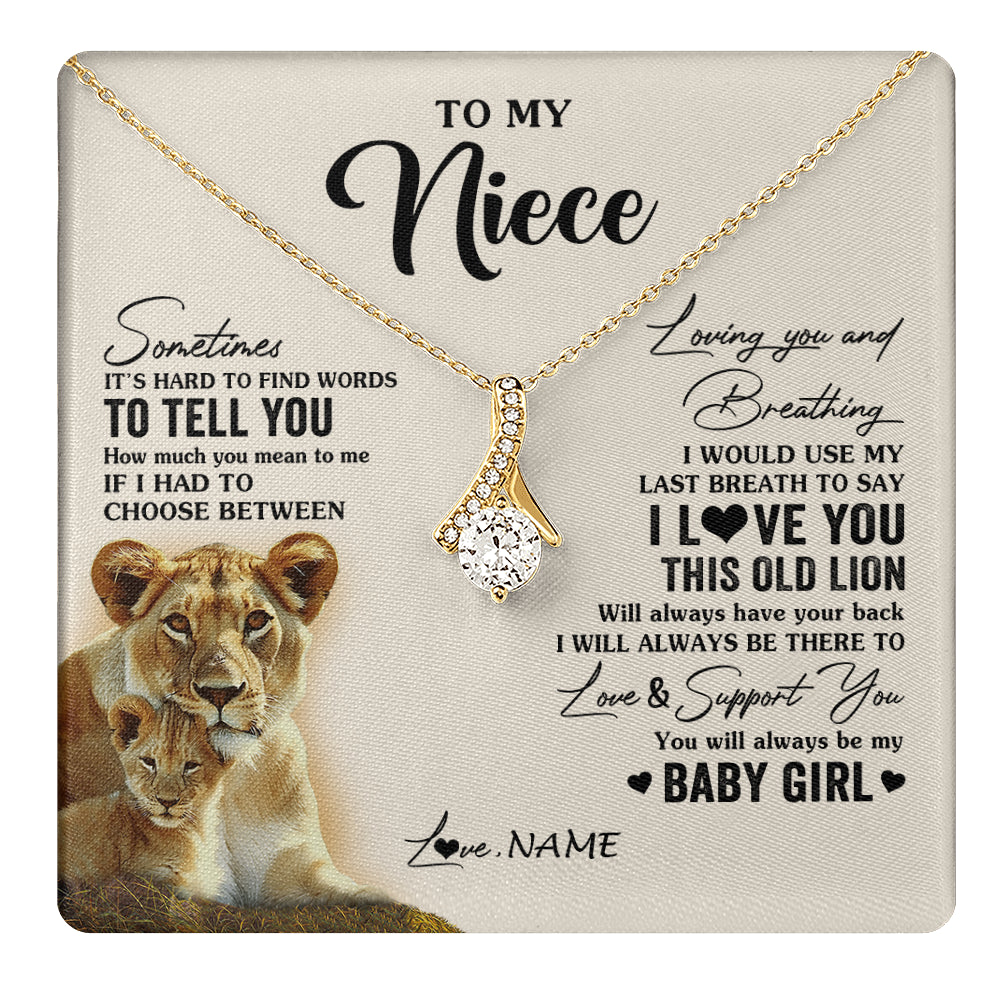 Alluring Beauty Necklace 18K Yellow Gold Finish | 1 | Personalized To My Niece Necklace From Aunt Auntie I Love You This Old Lion Niece Birthday Graduation Christmas Jewelry Customized Gift Box Message Card | teecentury