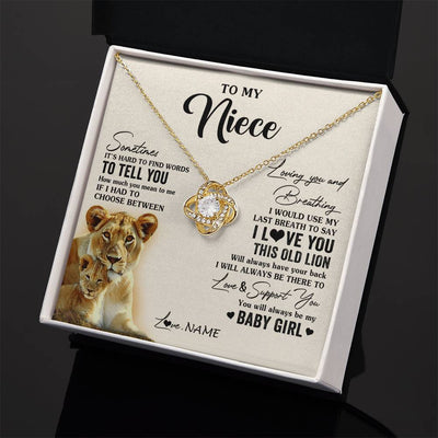 Love Knot Necklace 18K Yellow Gold Finish | 2 | Personalized To My Niece Necklace From Aunt Auntie I Love You This Old Lion Niece Birthday Graduation Christmas Jewelry Customized Gift Box Message Card | teecentury