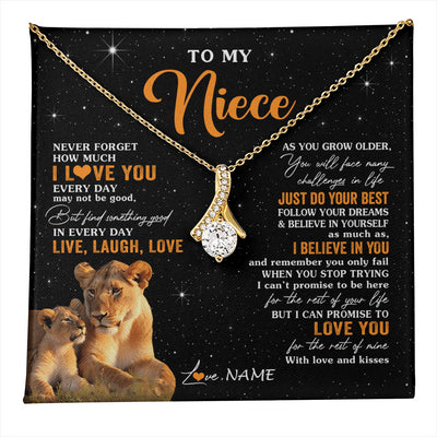Alluring Beauty Necklace 18K Yellow Gold Finish | 1 | Personalized To My Niece Necklace From Aunt Auntie Live Laugh Love Lion Niece Birthday Gifts Positive Graduation Christmas Customized Gift Box Message Card | teecentury