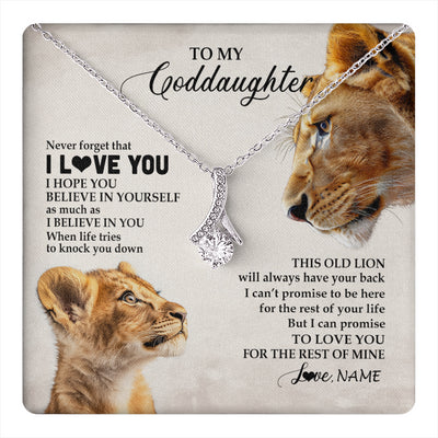Alluring Beauty Necklace 14K White Gold Finish | 1 | Personalized To My Niece Necklace From Aunt Auntie Never Forget I Love You Lion Niece Birthday Graduation Christmas Customized Message Card | teecentury