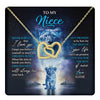 Interlocking Hearts Necklace 18K Yellow Gold Finish | 1 | Personalized To My Niece Necklace From Aunt Auntie Never Forget I Love You Lion Niece Jewelry Birthday Graduation Christmas Customized Message Card | teecentury