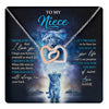 Interlocking Hearts Necklace Stainless Steel & Rose Gold Finish | 1 | Personalized To My Niece Necklace From Aunt Auntie Never Forget I Love You Lion Niece Jewelry Birthday Graduation Christmas Customized Message Card | teecentury