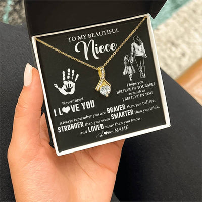 Alluring Beauty Necklace 18K Yellow Gold Finish | 2 | Personalized To My Niece Necklace From Aunt Auntie Never Forget I Love You Niece Birthday Gifts Christmas New Year Graduation Customized Gift Box Message Card | teecentury