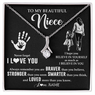 Alluring Beauty Necklace 14K White Gold Finish | 1 | Personalized To My Niece Necklace From Aunt Auntie Never Forget I Love You Niece Birthday Gifts Christmas New Year Graduation Customized Gift Box Message Card | teecentury