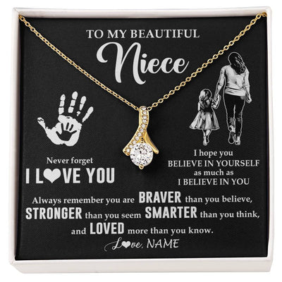 Alluring Beauty Necklace 18K Yellow Gold Finish | 1 | Personalized To My Niece Necklace From Aunt Auntie Never Forget I Love You Niece Birthday Gifts Christmas New Year Graduation Customized Gift Box Message Card | teecentury