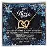Interlocking Hearts Necklace 18K Yellow Gold Finish | Personalized To My Niece Necklace From Aunt Auntie Uncle Auntie Whisper Back I Am The Storm Niece Pendant Jewelry Birthday Christmas Customized Message Card | teecentury