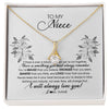 Alluring Beauty Necklace 18K Yellow Gold Finish | Personalized To My Niece Necklace From Aunt Auntie Uncle Not Even Time Floral Niece Birthday Graduation Christmas Customized Message Card | teecentury