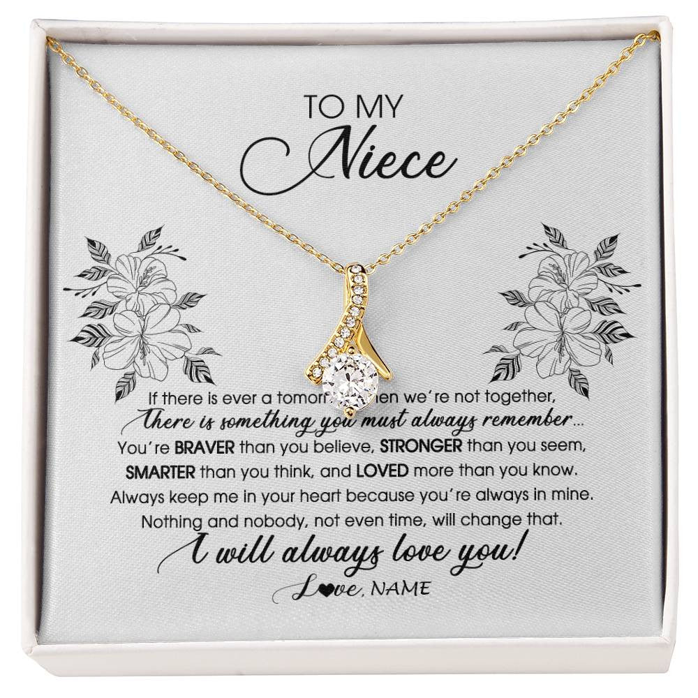 Alluring Beauty Necklace 18K Yellow Gold Finish | Personalized To My Niece Necklace From Aunt Auntie Uncle Not Even Time Floral Niece Birthday Graduation Christmas Customized Message Card | teecentury