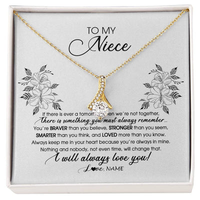 Alluring Beauty Necklace 18K Yellow Gold Finish | Personalized To My Niece Necklace From Aunt Auntie Uncle Not Even Time Floral Niece Birthday Graduation Christmas Customized Message Card | teecentury