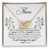 Interlocking Hearts Necklace 18K Yellow Gold Finish | Personalized To My Niece Necklace From Aunt Auntie Uncle Not Even Time Floral Niece Birthday Graduation Christmas Customized Message Card | teecentury