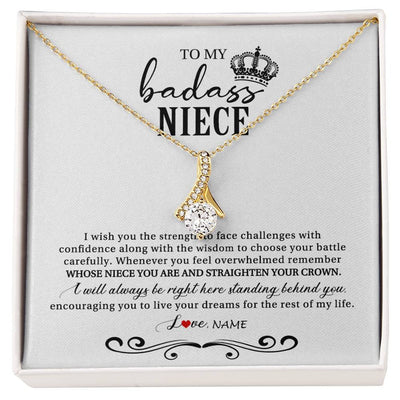 Alluring Beauty Necklace 18K Yellow Gold Finish | Personalized To My Niece Necklace From Aunt Auntie Uncle Wish You The Strength Niece Birthday Christmas Graduation Jewelry Customized Gift Box Message Card | teecentury