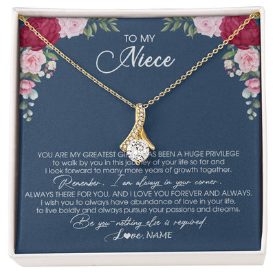 Alluring Beauty Necklace 18K Yellow Gold Finish | Personalized To My Niece Necklace From Aunt Auntie Uncle You Are My Greatest Gift Niece Birthday Christmas Customized Jewelry Gift Box Message Card | teecentury