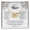 Interlocking Hearts Necklace 18K Yellow Gold Finish | Personalized To My Niece Necklace From Aunt Auntie Uncle You're Braver Stronger Smarter Niece Birthday Christmas Customized Jewelry Gift Box Message Card | teecentury