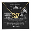 Interlocking Hearts Necklace 18K Yellow Gold Finish | 1 | Personalized To My Niece Necklace From Aunt Auntie Whenever You Feel Overwhelmed Niece Pendant Jewelry Birthday Christmas Customized Message Card | teecentury