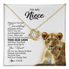 Love Knot Necklace 18K Yellow Gold Finish | 1 | Personalized To My Niece Necklace From Aunt Auntie Whenever You Fell Overwhelmed Lion Niece Birthday Graduation Christmas Customized Gift Box Message Card | teecentury